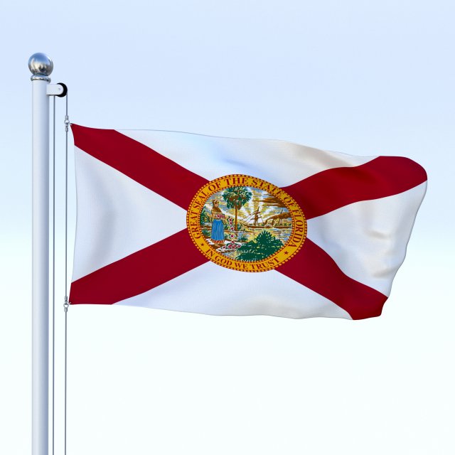 animated florida flag 3D Model .c4d .max .obj .3ds .fbx .stl .blend