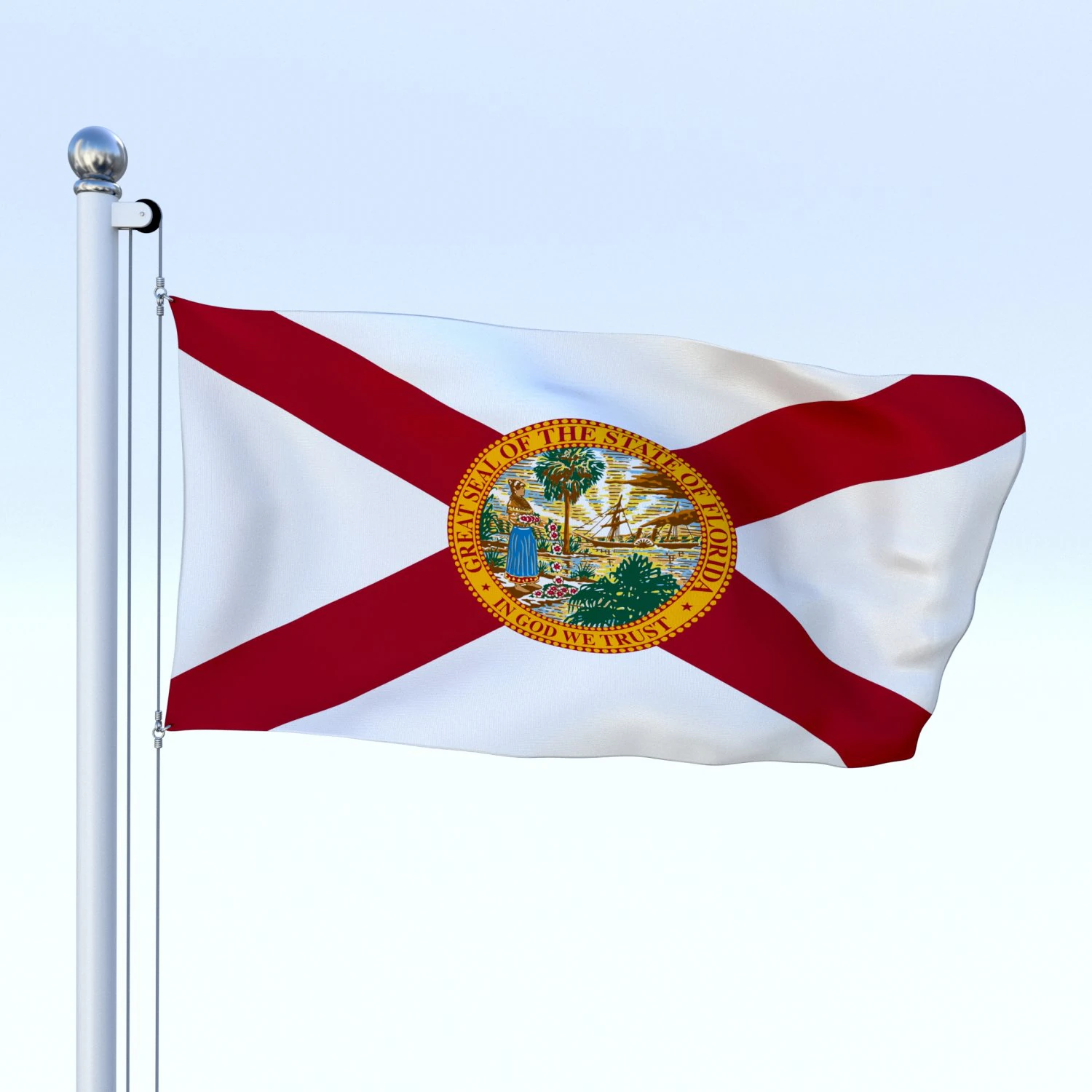 animated florida flag 3D Model .c4d .max .obj .3ds .fbx .stl .blend 