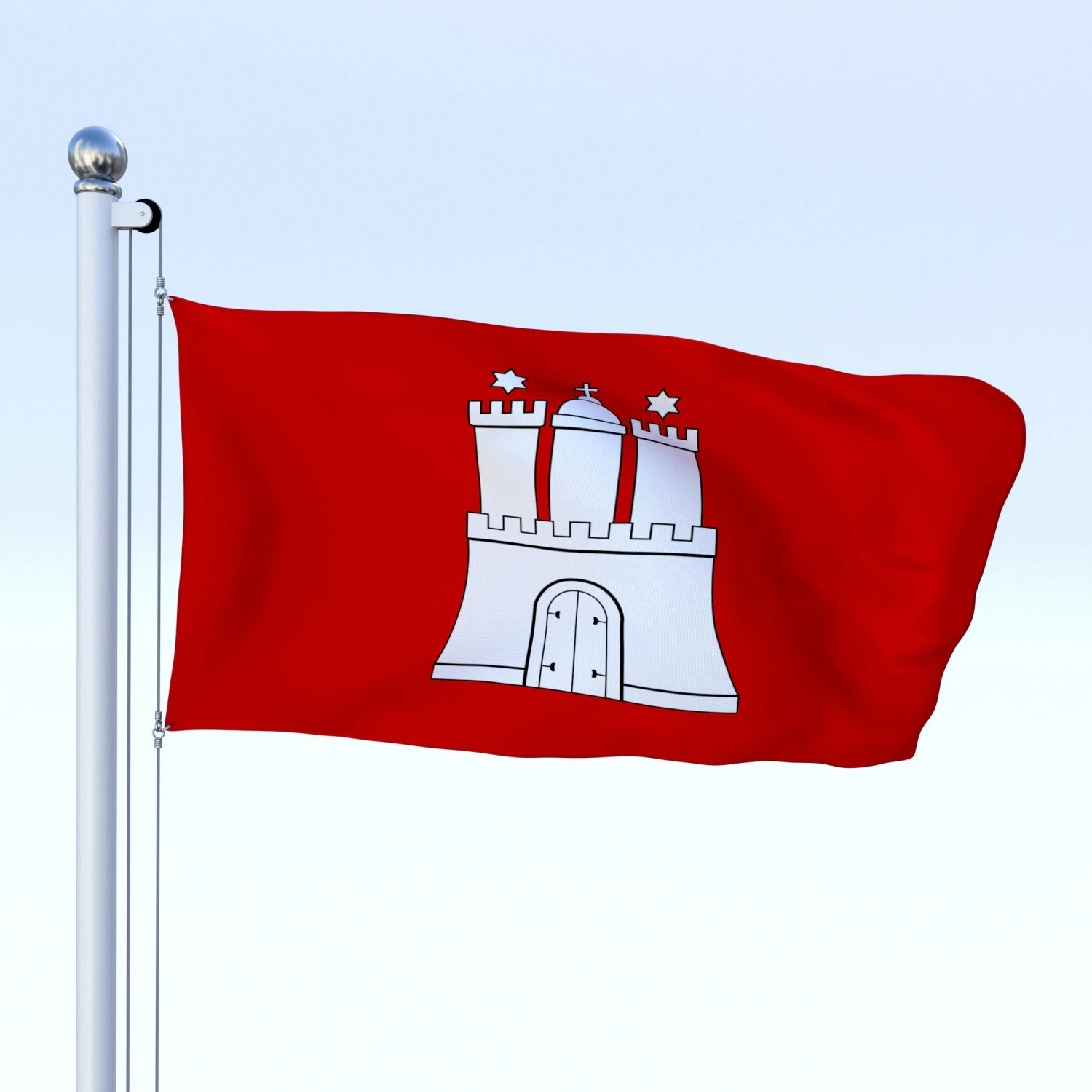 animated hamburg german state flag 3D Model .c4d .max .obj .3ds .fbx .stl .blend