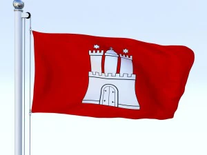 Animierte Hamburger Staatsflagge 3D Modell