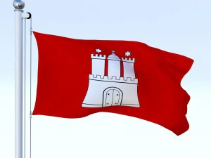 animated hamburg german state flag 3D Model