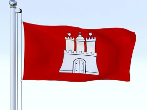 animated hamburg german state flag 3D Model