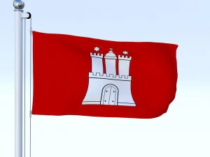 animated hamburg german state flag 3D Model