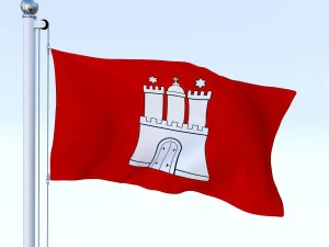 animated hamburg german state flag 3D Model