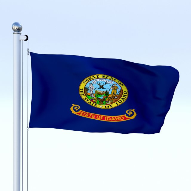 animated idaho flag 3D Model .c4d .max .obj .3ds .fbx .stl .blend 