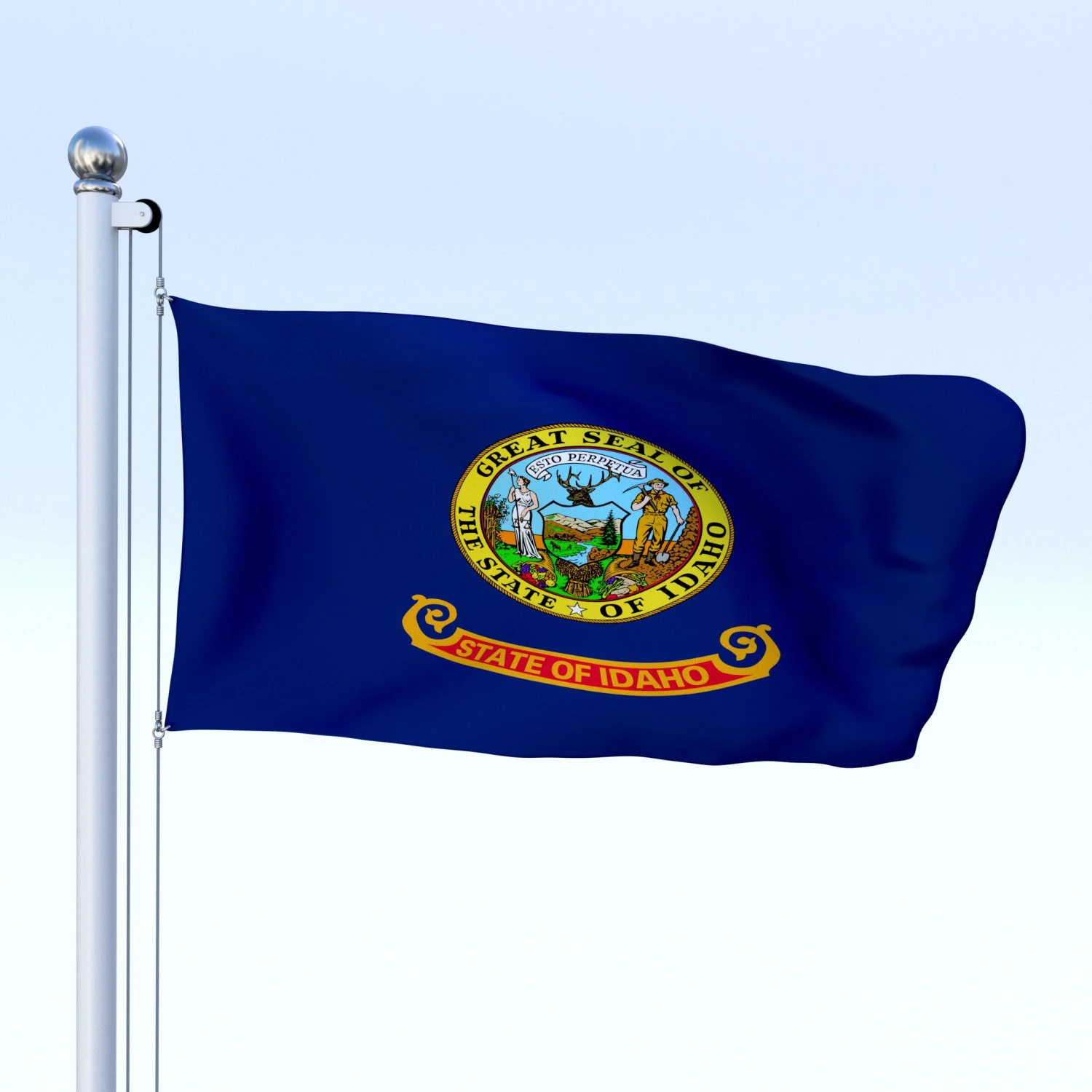 animated idaho flag 3D Model .c4d .max .obj .3ds .fbx .stl .blend 