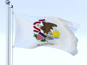 애니메이션 일리노이 깃발 3D 모델