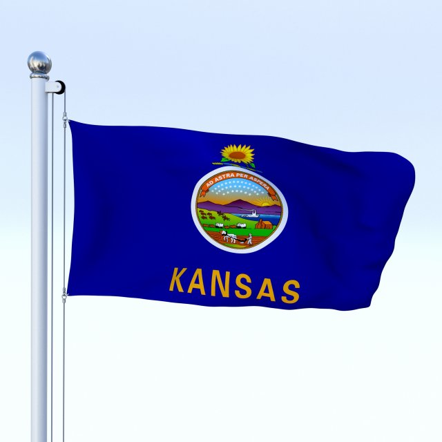 animated kansas flag Model 3D .c4d .max .obj .3ds .fbx .stl .blend 