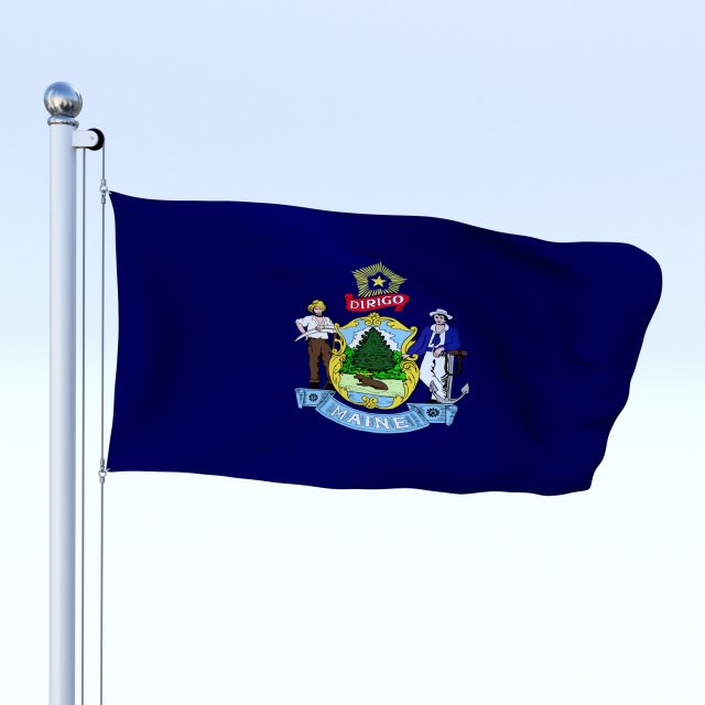 animated maine flag Modelo 3D .c4d .max .obj .3ds .fbx .stl .blend