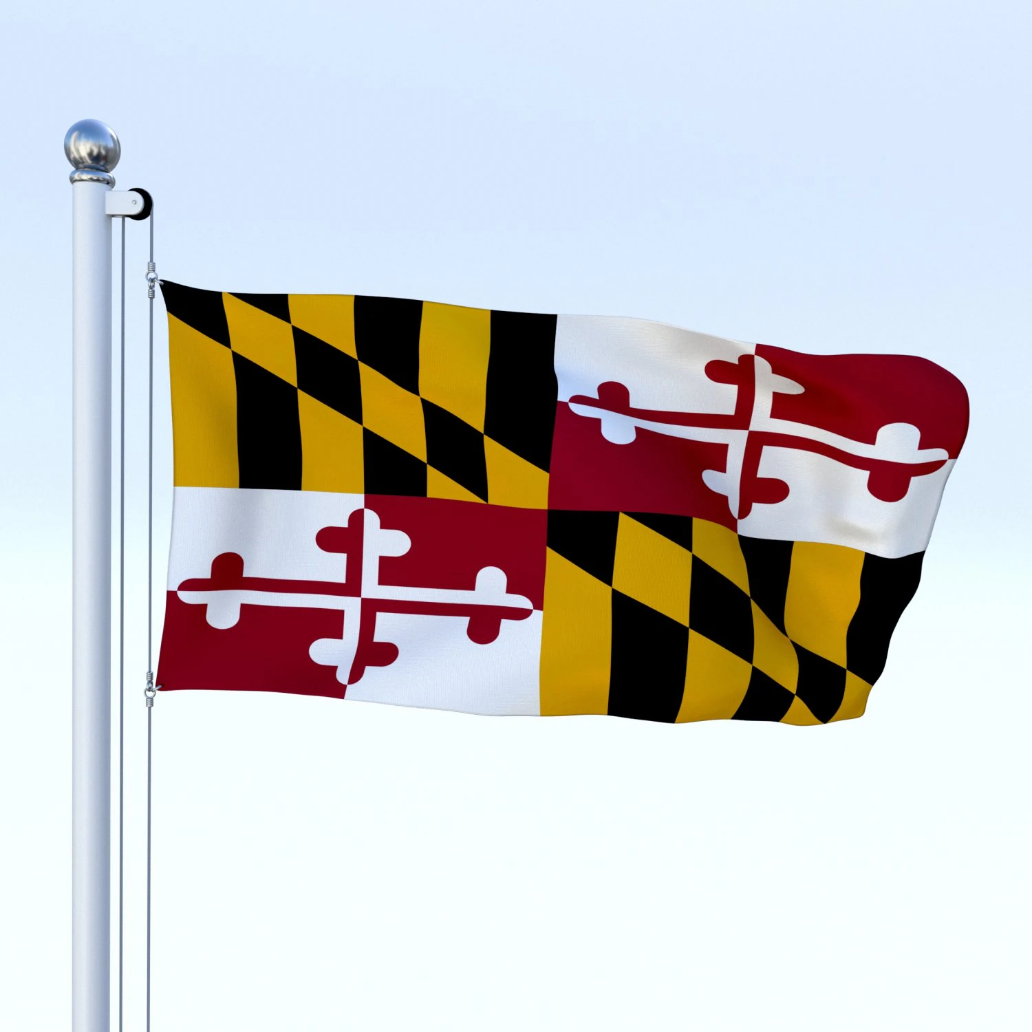 animated maryland flag 3D Model .c4d .max .obj .3ds .fbx .stl .blend 