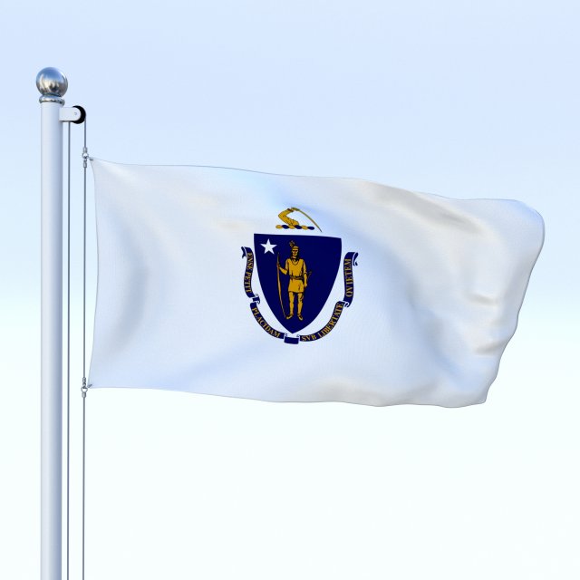 animated massachusetts flag 3D Model .c4d .max .obj .3ds .fbx .stl .blend 