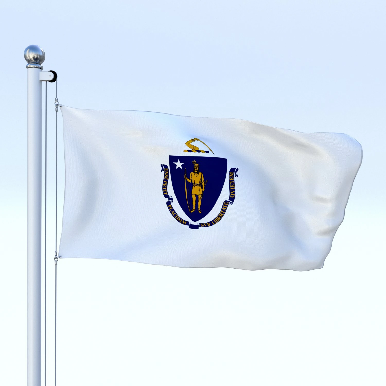 animated massachusetts flag 3D Model .c4d .max .obj .3ds .fbx .stl .blend 