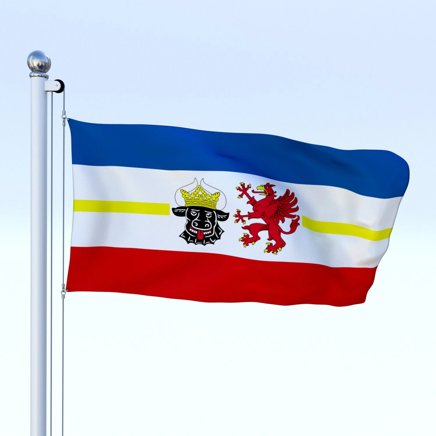 animated mecklenburg-western pomerania german state flag 3D Model .c4d .max .obj .3ds .fbx .stl .blend 
