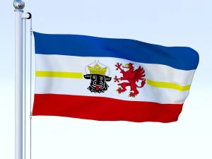Bandeira animada do estado alem&atilde;o de Mecklemburgo-Pomer&acirc;nia Ocidental Modelo 3D