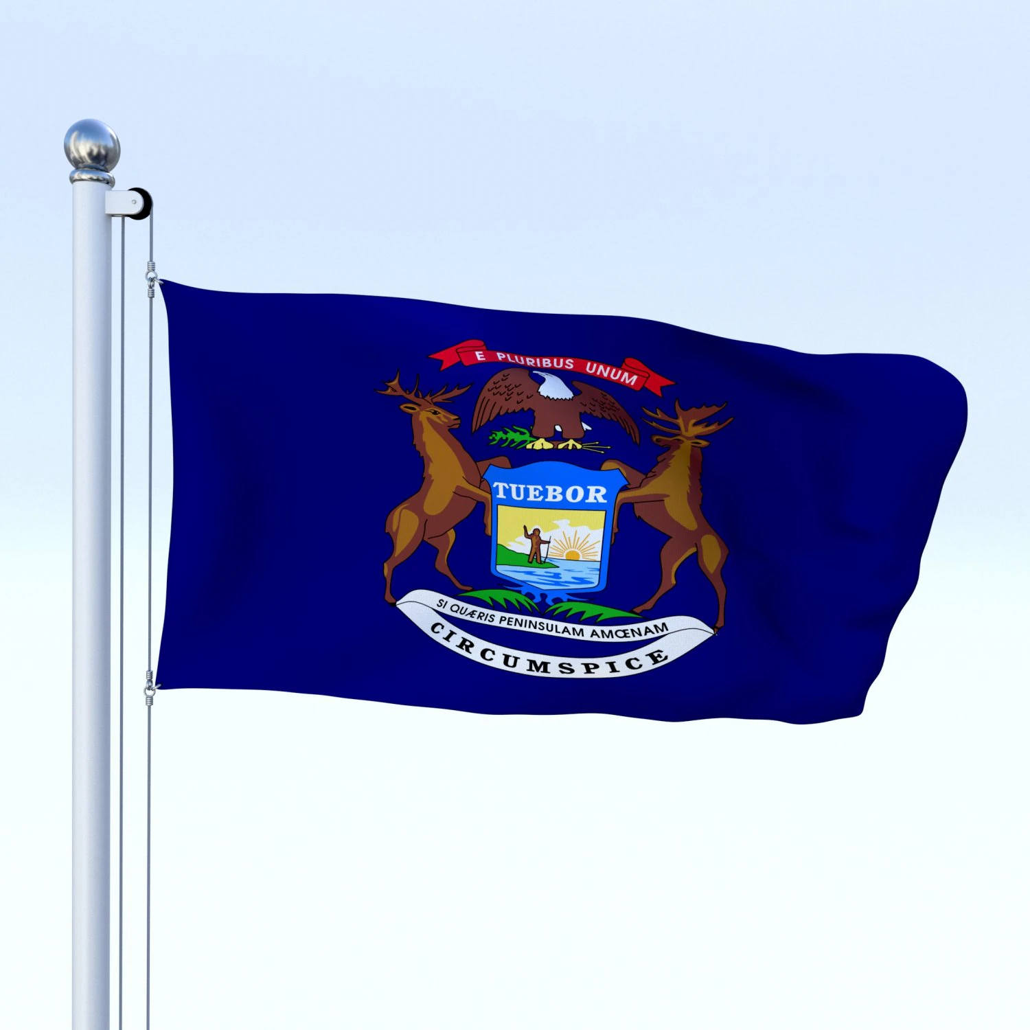 animated michigan flag 3D Model .c4d .max .obj .3ds .fbx .stl .blend 