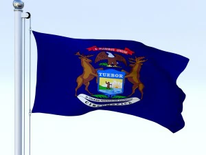 animated michigan flag 3D Model