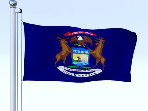 animated michigan flag 3D Model