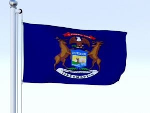 animated michigan flag Model 3D