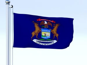 animated michigan flag 3D Model