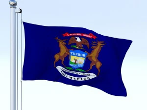 animated michigan flag 3D Model