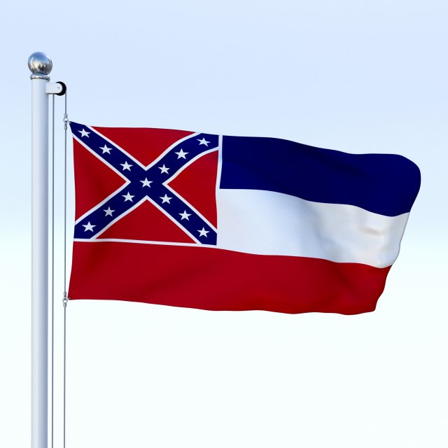 animated mississippi flag Model 3D .c4d .max .obj .3ds .fbx .stl .blend 