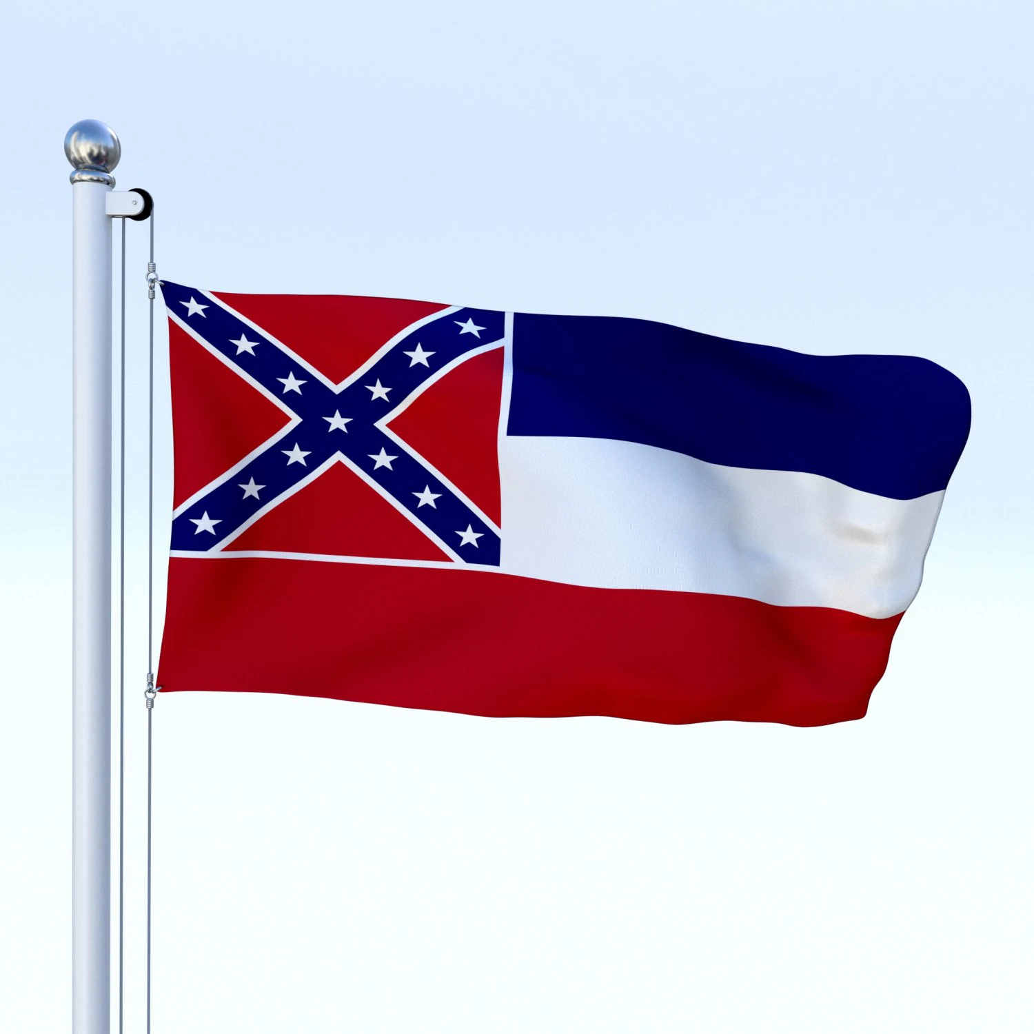 animated mississippi flag 3D Model .c4d .max .obj .3ds .fbx .stl .blend 