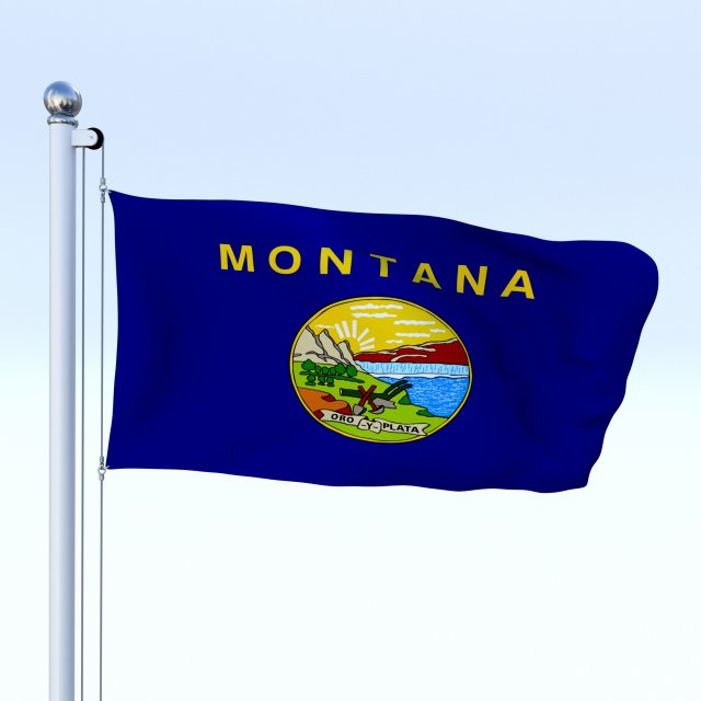 animated montana flag 3D Model .c4d .max .obj .3ds .fbx .stl .blend 