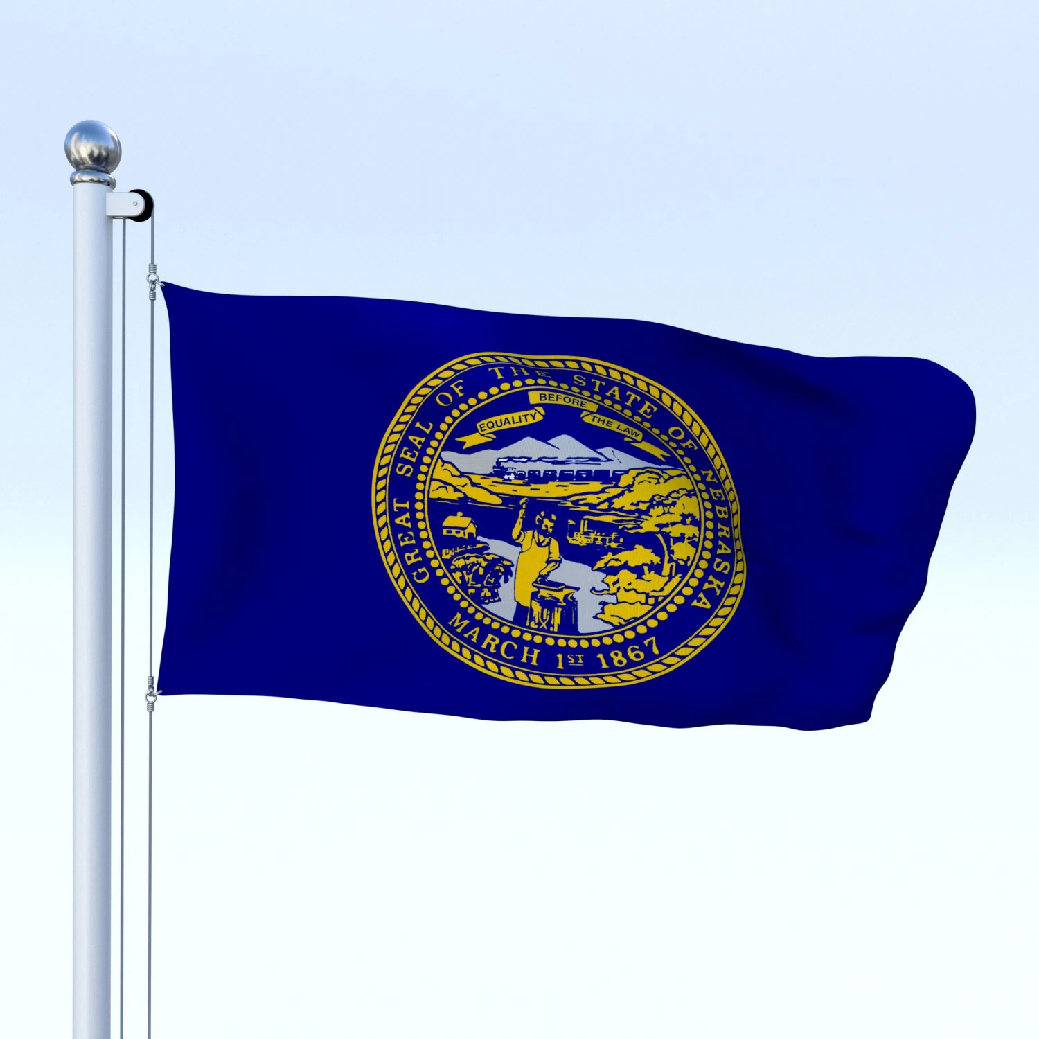 animated nebraska flag 3D Model .c4d .max .obj .3ds .fbx .stl .blend 