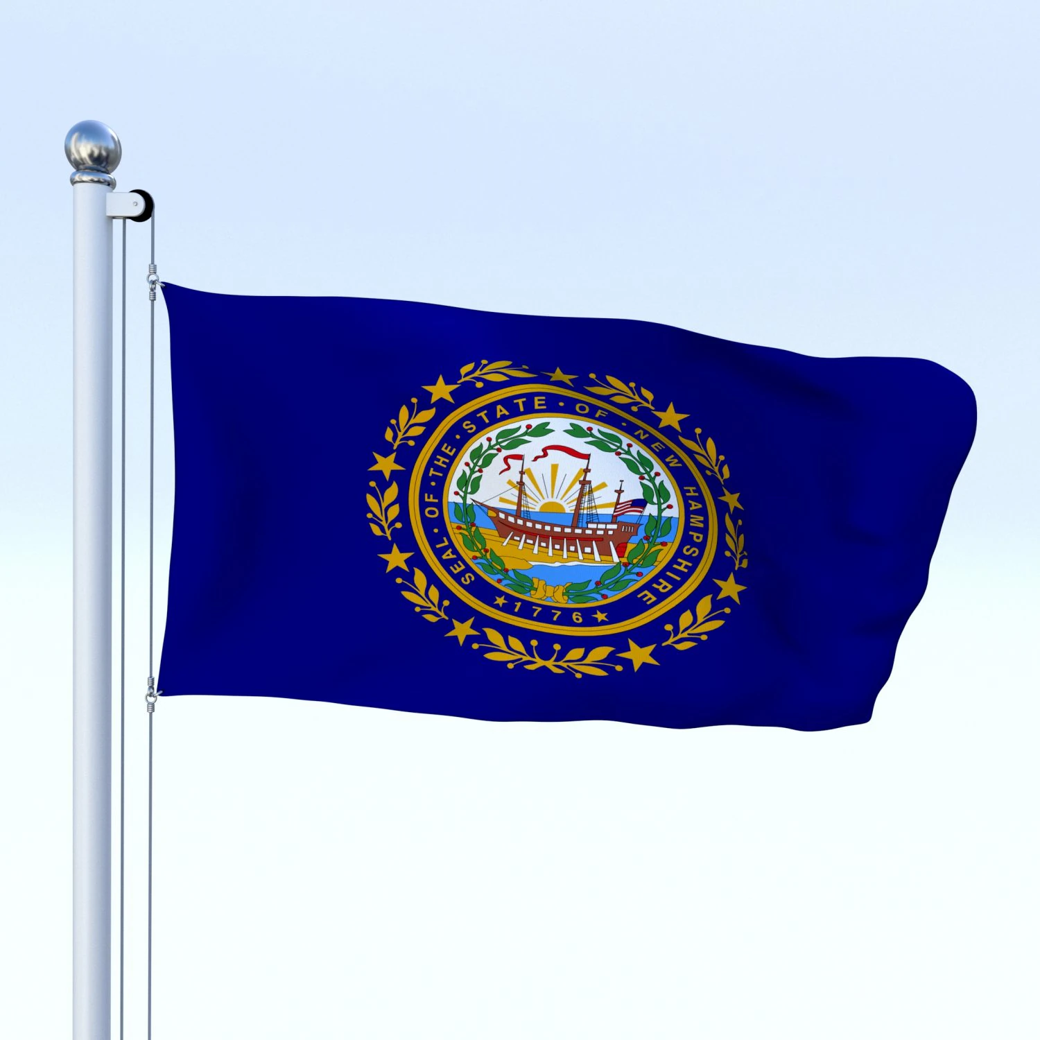 animated new hampshire flag 3D Model .c4d .max .obj .3ds .fbx .stl .blend