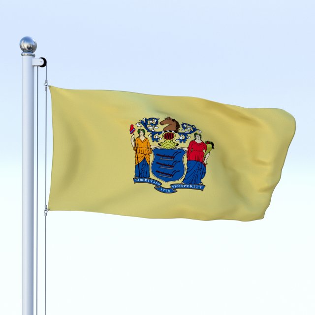 animated new jersey flag Model 3D .c4d .max .obj .3ds .fbx .stl .blend 