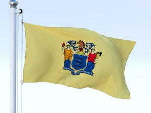 animated new jersey flag 3D Model