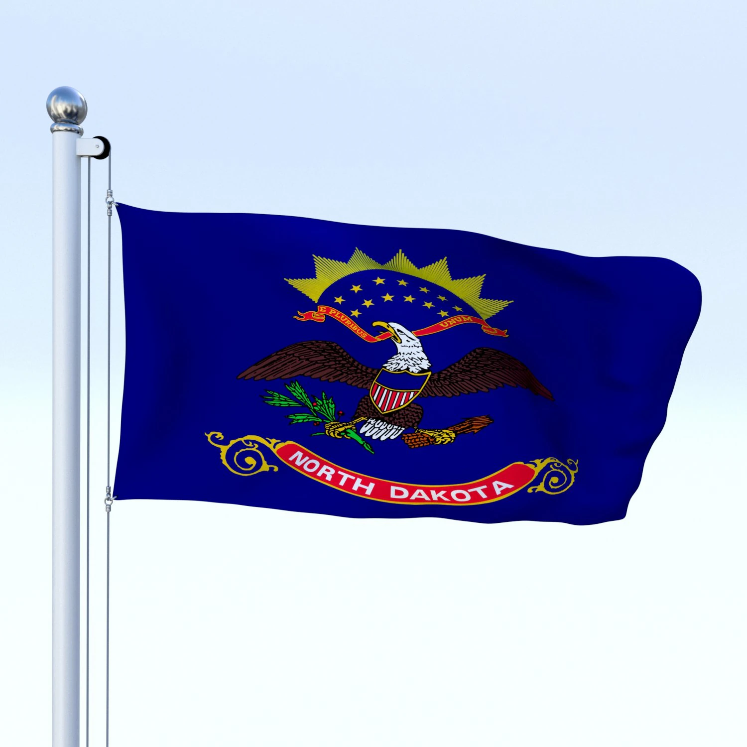 animated north dakota flag 3D Model .c4d .max .obj .3ds .fbx .stl .blend 