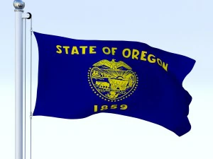 애니메이션 오리건 깃발 3D 모델