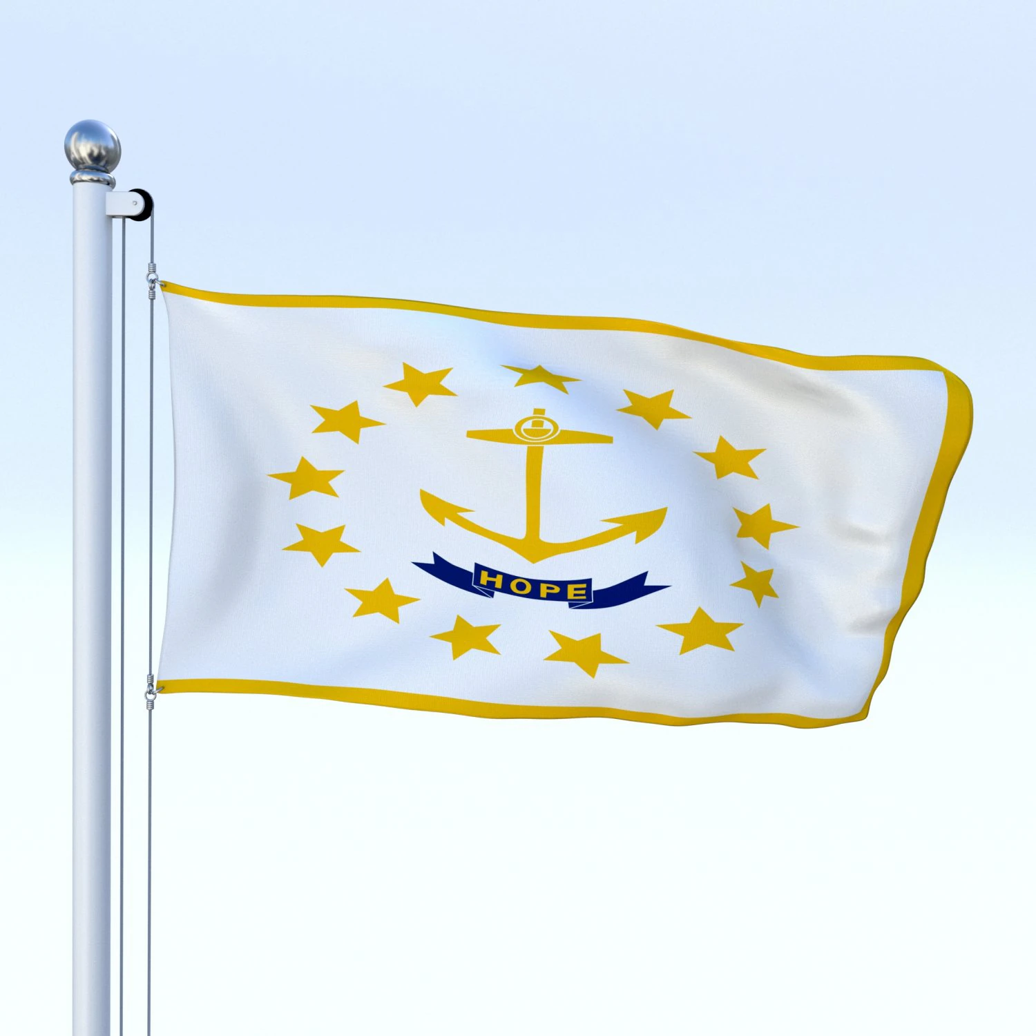 animated rhode island flag 3D Model .c4d .max .obj .3ds .fbx .stl .blend 