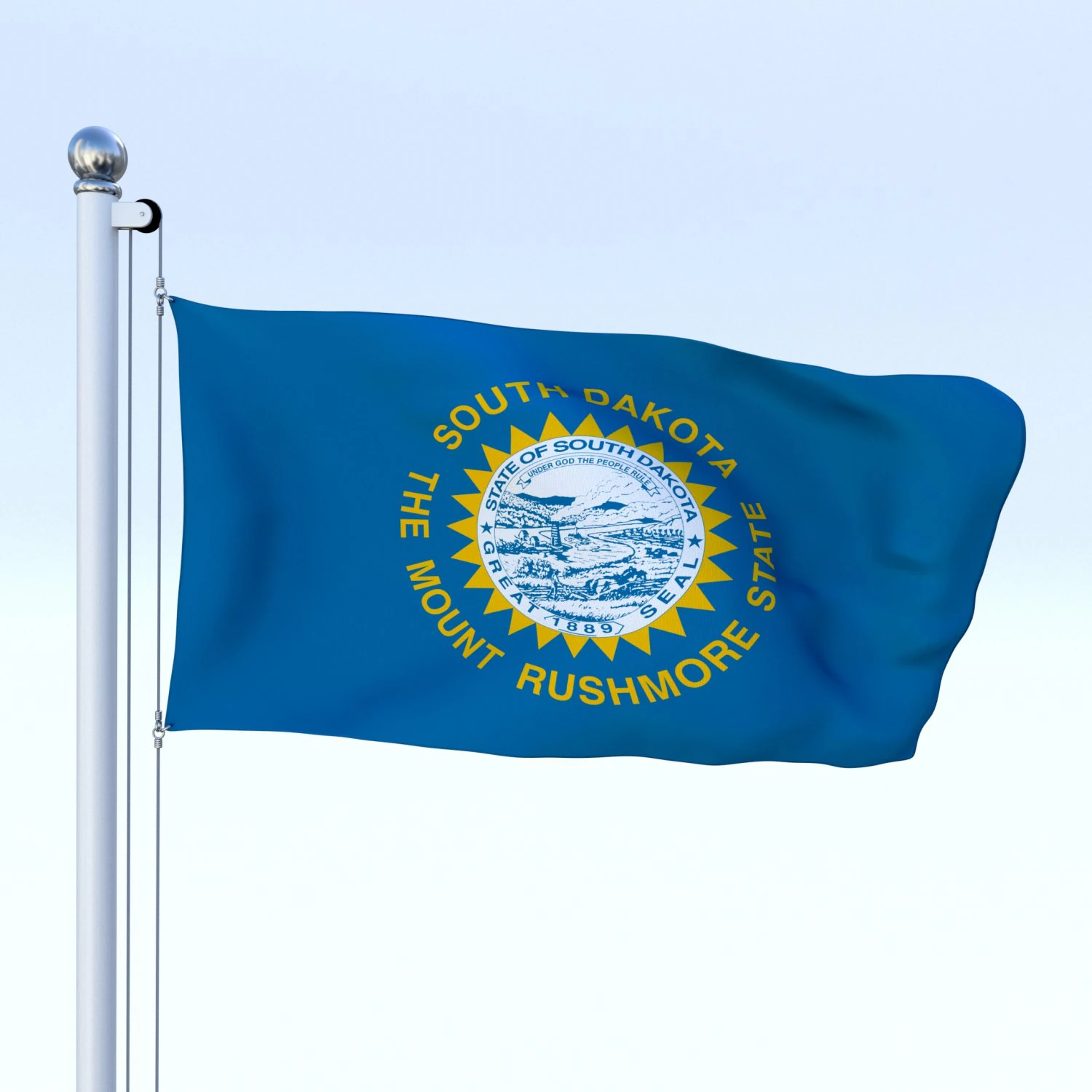 animated south dakota flag 3D Model .c4d .max .obj .3ds .fbx .stl .blend