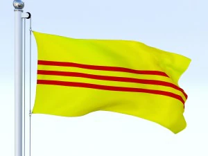 animated south vietnam flag 3D Model