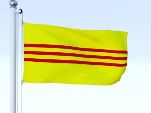 animated south vietnam flag 3D Model