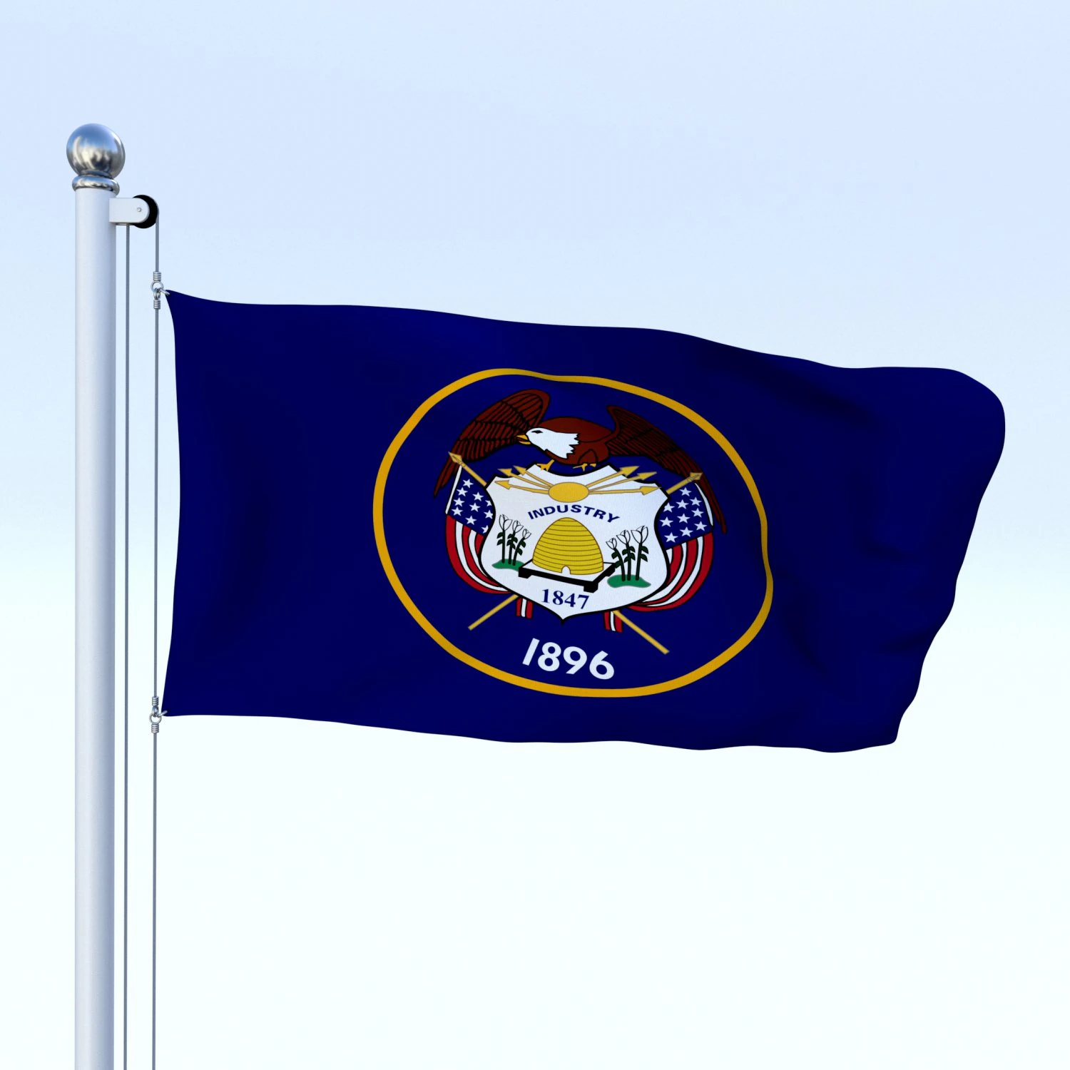animated utah flag 3D Model .c4d .max .obj .3ds .fbx .stl .blend 