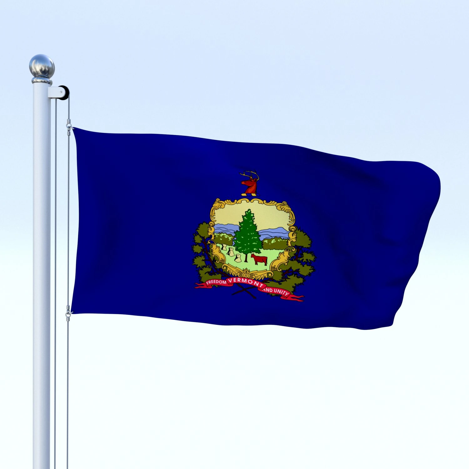 animated vermont flag 3D Model .c4d .max .obj .3ds .fbx .stl .blend 