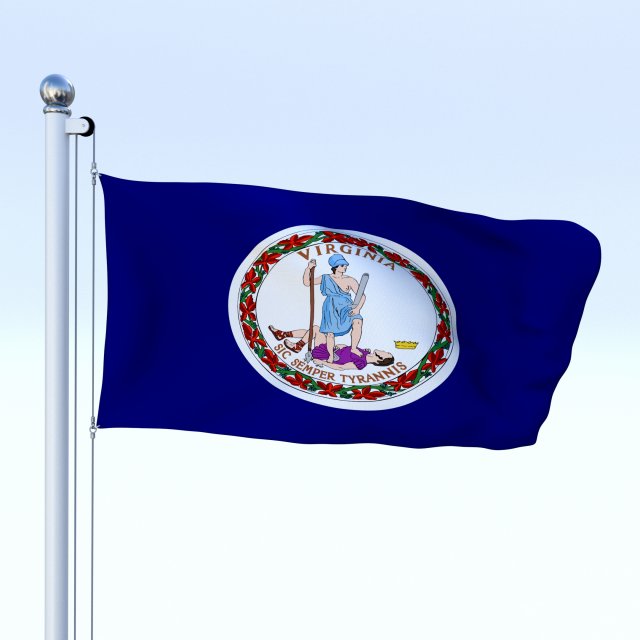animated virginia flag 3D 模型 .c4d .max .obj .3ds .fbx .stl .blend 
