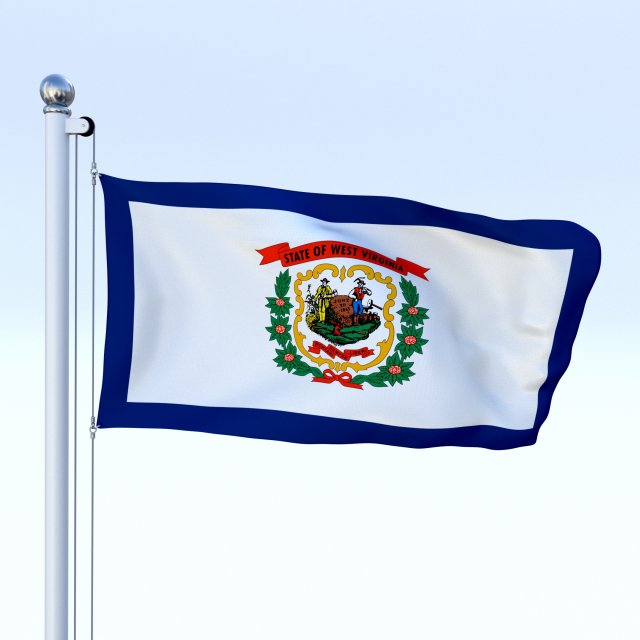 animated west virginia flag 3D Model .c4d .max .obj .3ds .fbx .stl .blend 
