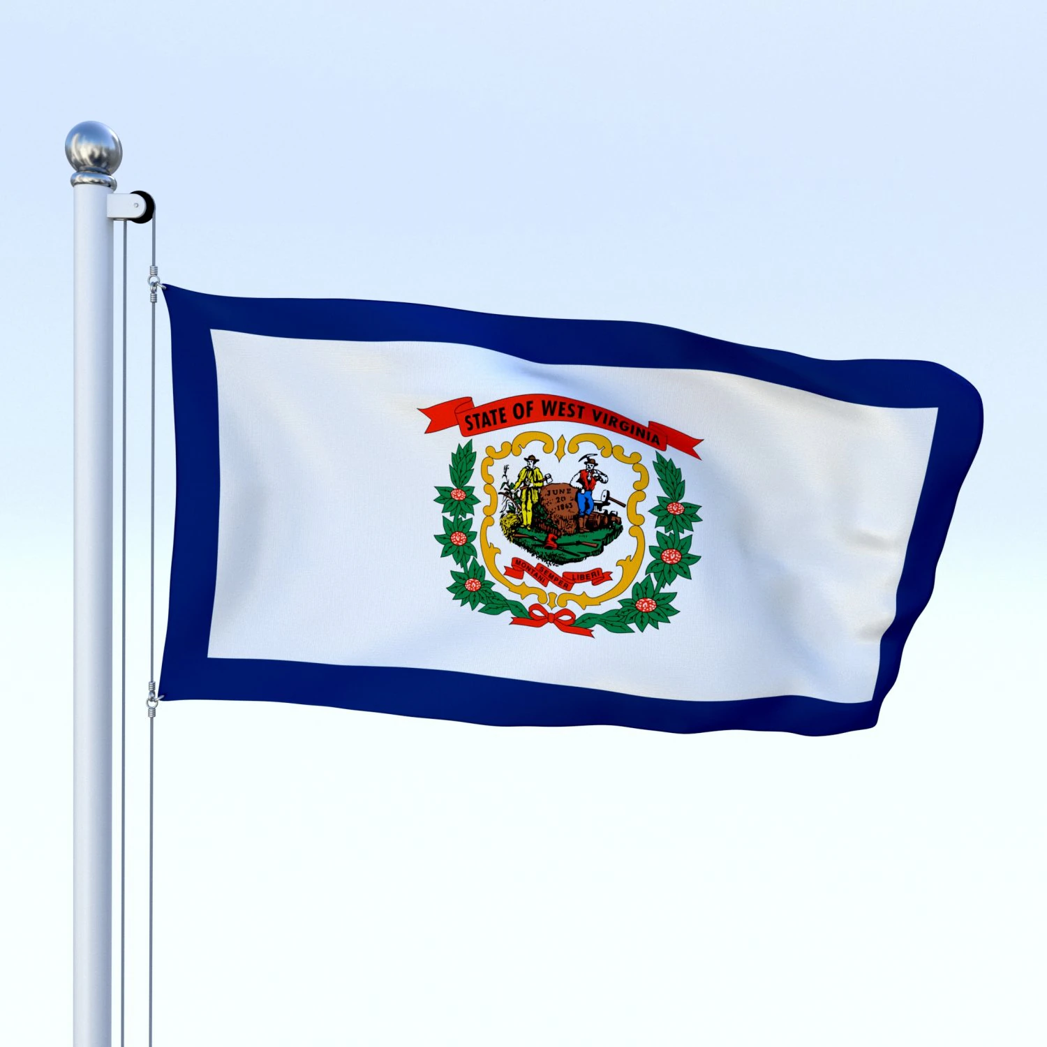 animated west virginia flag 3D Model .c4d .max .obj .3ds .fbx .stl .blend