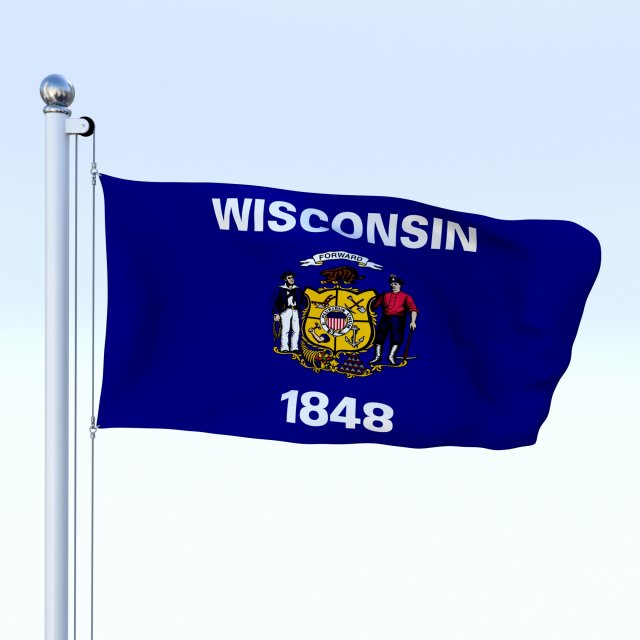 animated wisconsin flag 3D Model .c4d .max .obj .3ds .fbx .stl .blend