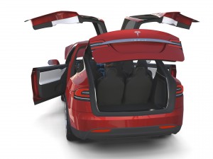 tesla model x red with interior and chassis Model 3D