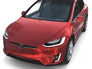 tesla model x red with interior and chassis Model 3D