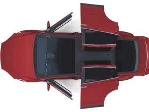 tesla model x red with interior and chassis Model 3D