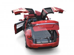 tesla model x red with interior and chassis Model 3D