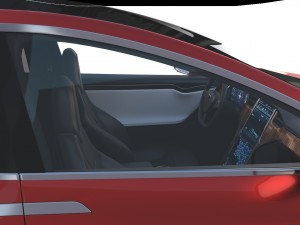 tesla model x red with interior and chassis Model 3D