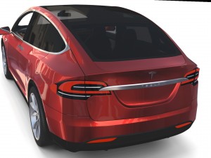tesla model x red with interior and chassis Model 3D