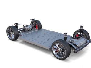 tesla model x red with interior and chassis Model 3D